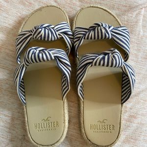 Blue and white Hollister Sandals